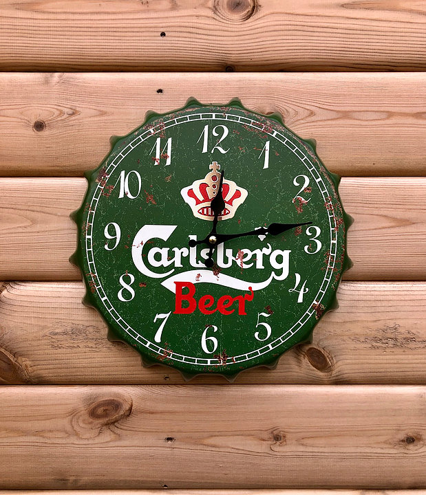 Carlsberg Metal Bottle Top Clock Carmen Interiors