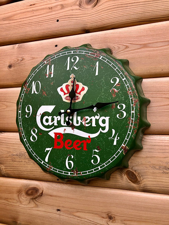 Carlsberg Metal Bottle Top Clock Carmen Interiors