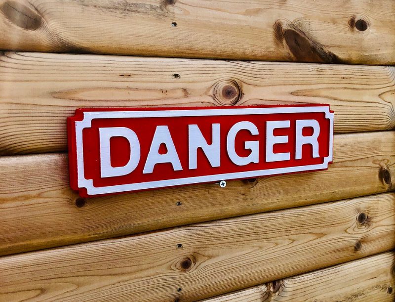 "Danger" Hardwood Street Sign