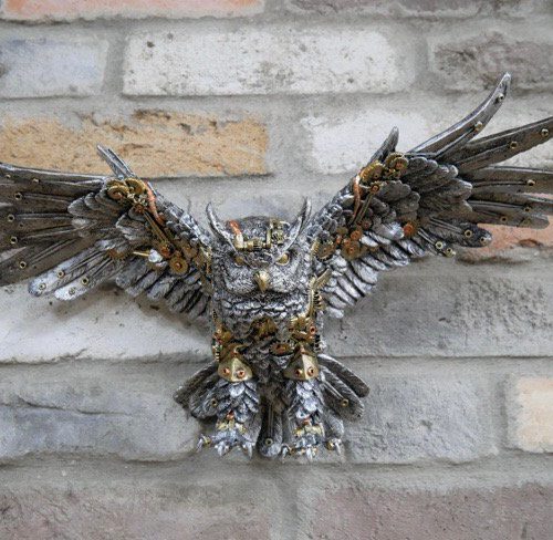 Steampunk Owl Resin Wall Ornament