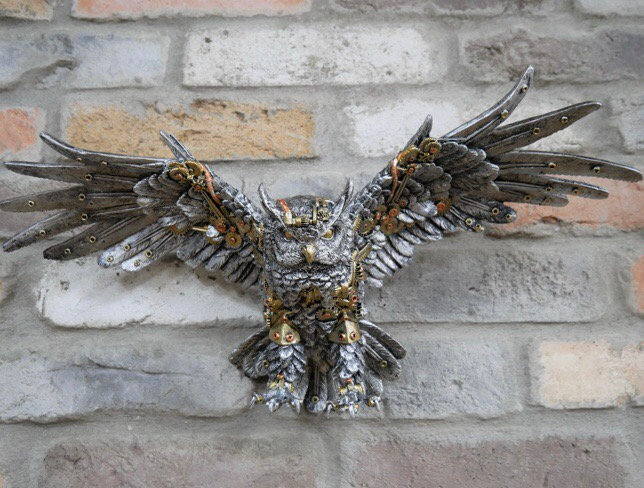 Steampunk Owl Resin Wall Ornament