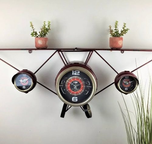 Vintage Plane Clock Shelf