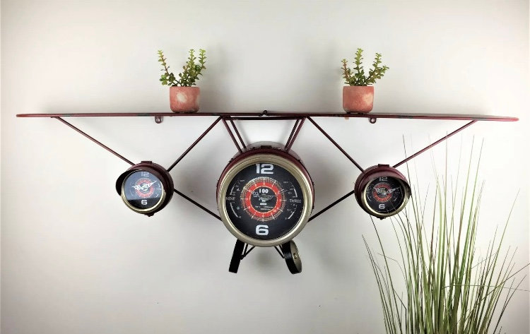 Vintage Plane Clock Shelf