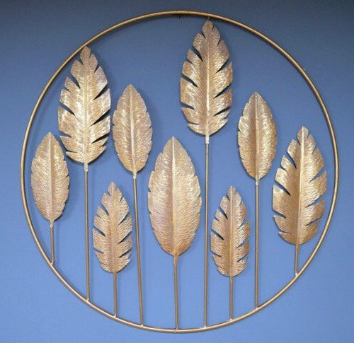 XL Golden Leaf Metal Wall Ornament