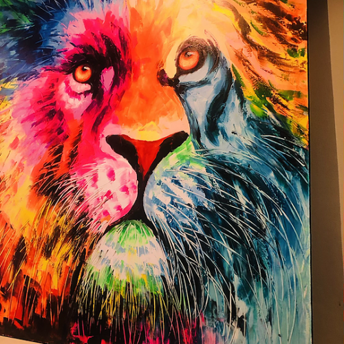 XL Lion Hand-Painted Canvas