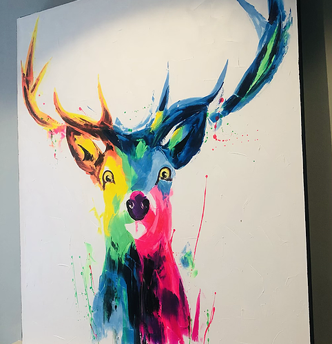 XL Stag Hand-Painted Canvas