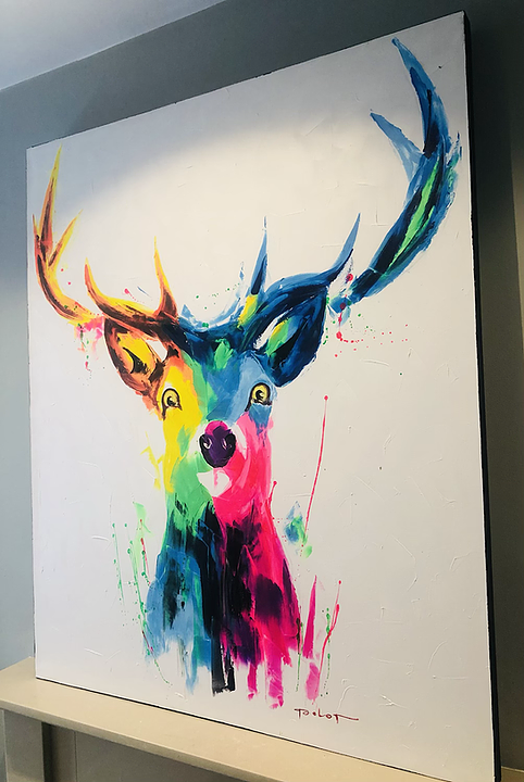 XL Stag Hand-Painted Canvas