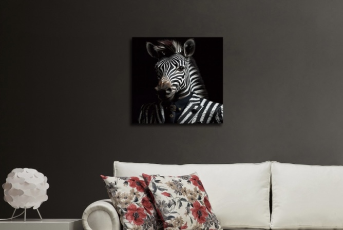 Zebra in Suit Tempered Glass Art